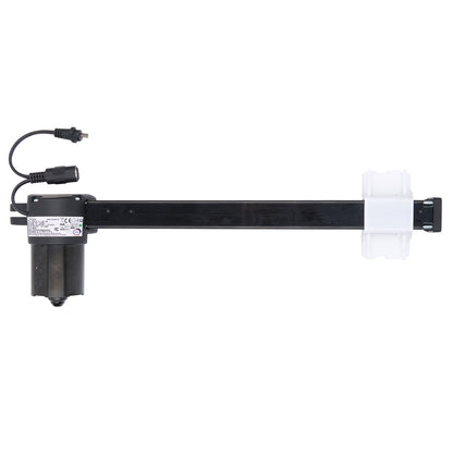 Mechanical component with a black rod and connectors on a white background