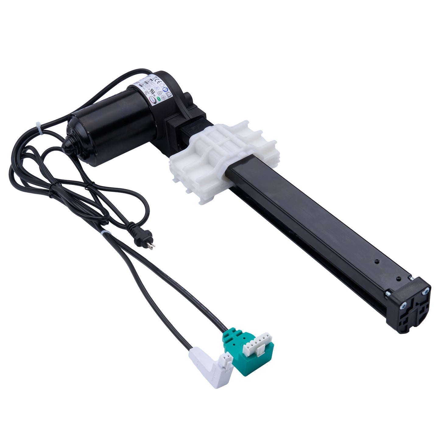 Mechanical actuator with wiring on a white background