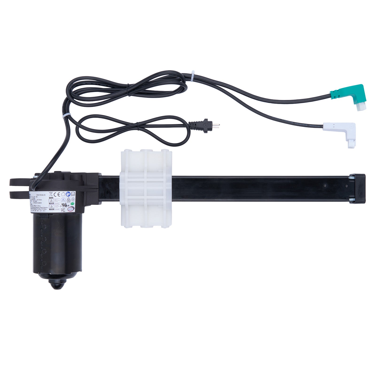 Mechanical pump with wiring and connectors on a white background