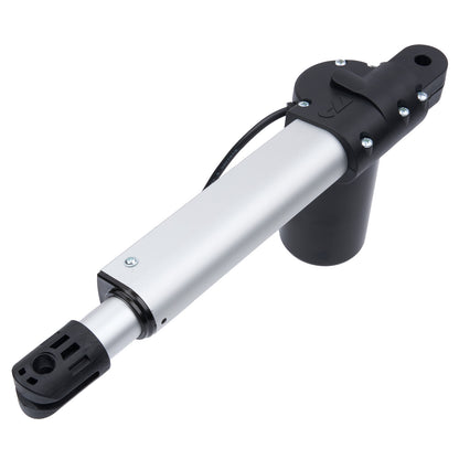 Mechanical device with a black handle and silver cylindrical body on a white background