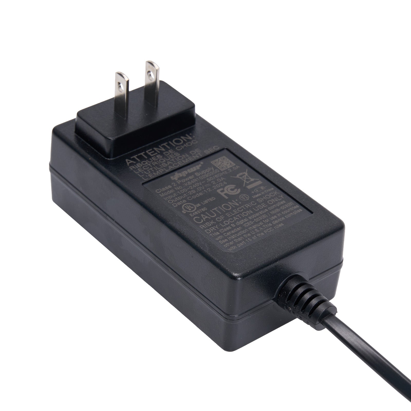 Recliner power adapter with 2 pin ac plug
