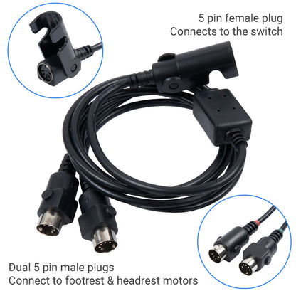 KDH104B-002 4 Button Recliner Switch with Dual 5 Pin Plugs