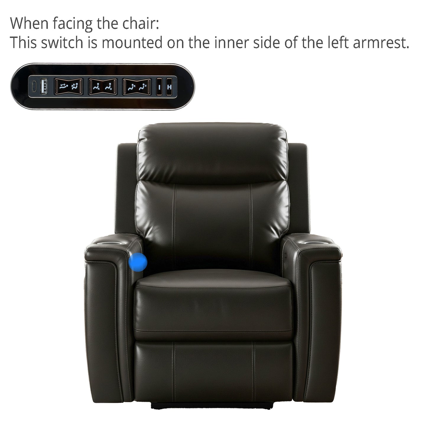 eMoMo HX90TUC2LAN 8 Button Switch for Power Recliner w/ 3 Plugs Type A & Type C Ports