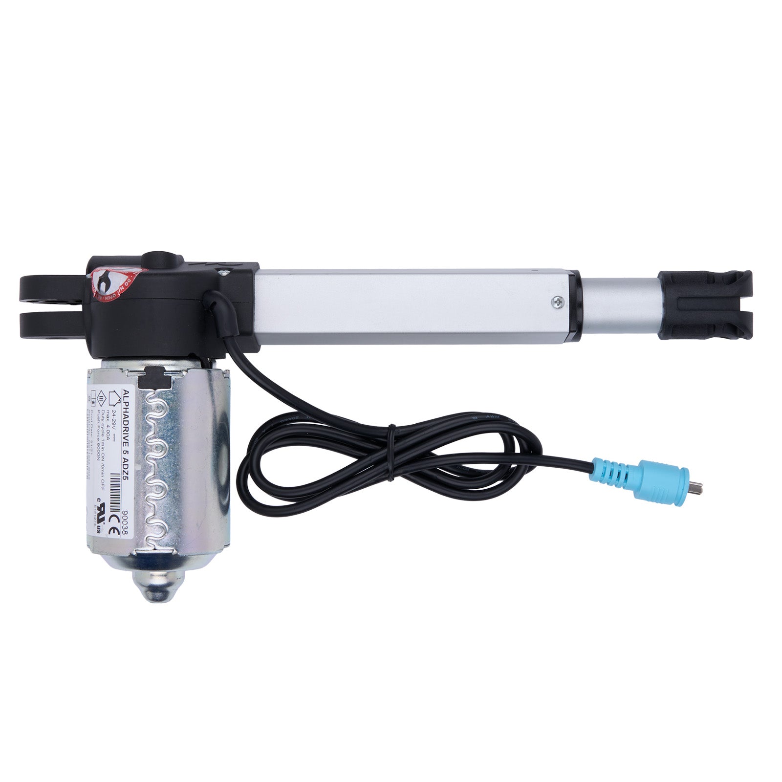 Electric actuator with cable on a white background