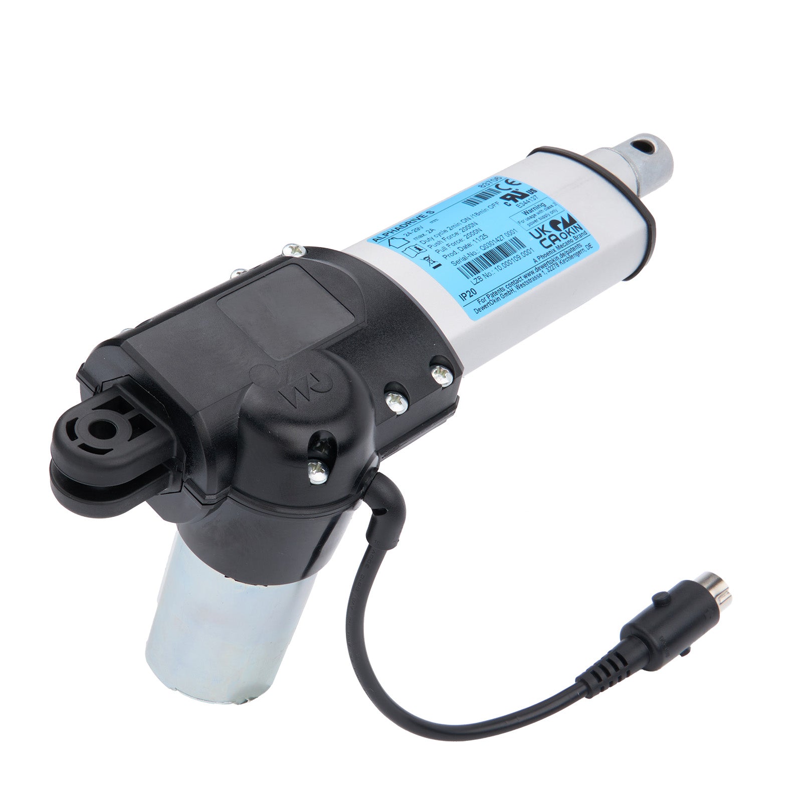 Mechanical pump with black and white design on a white background