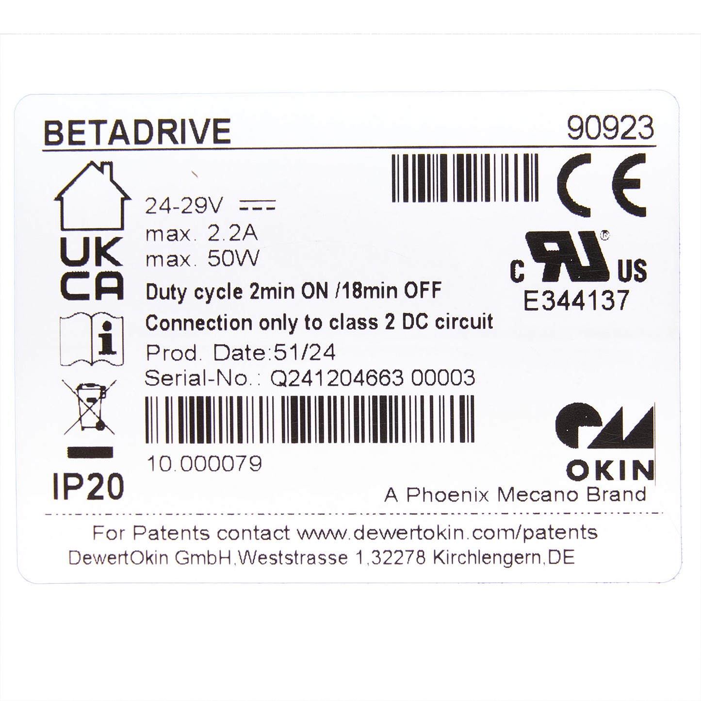 10.000079 OKIN BETADRIVE 90923 Linear Actuator for Recliner/Lift Chair LZB