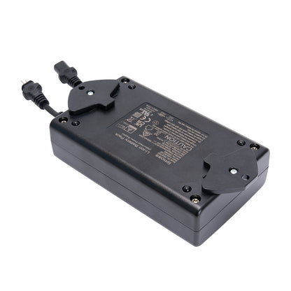 Black electronic device with connectors on a white background