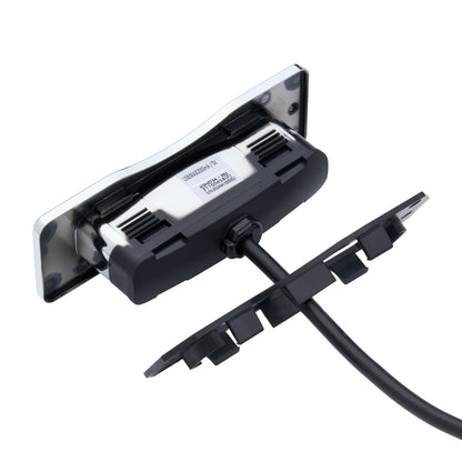 Car antenna mount with black cable on a white background