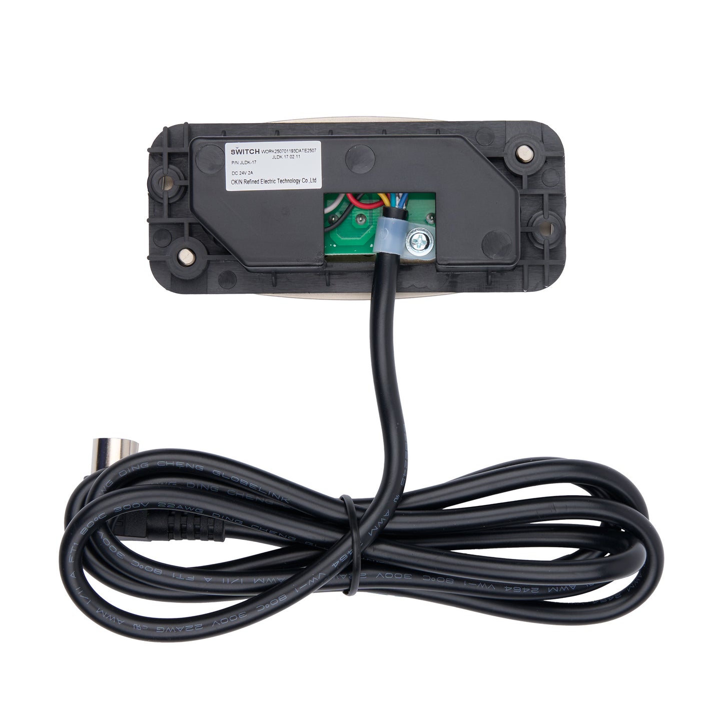 Electronic device with wiring on a white background