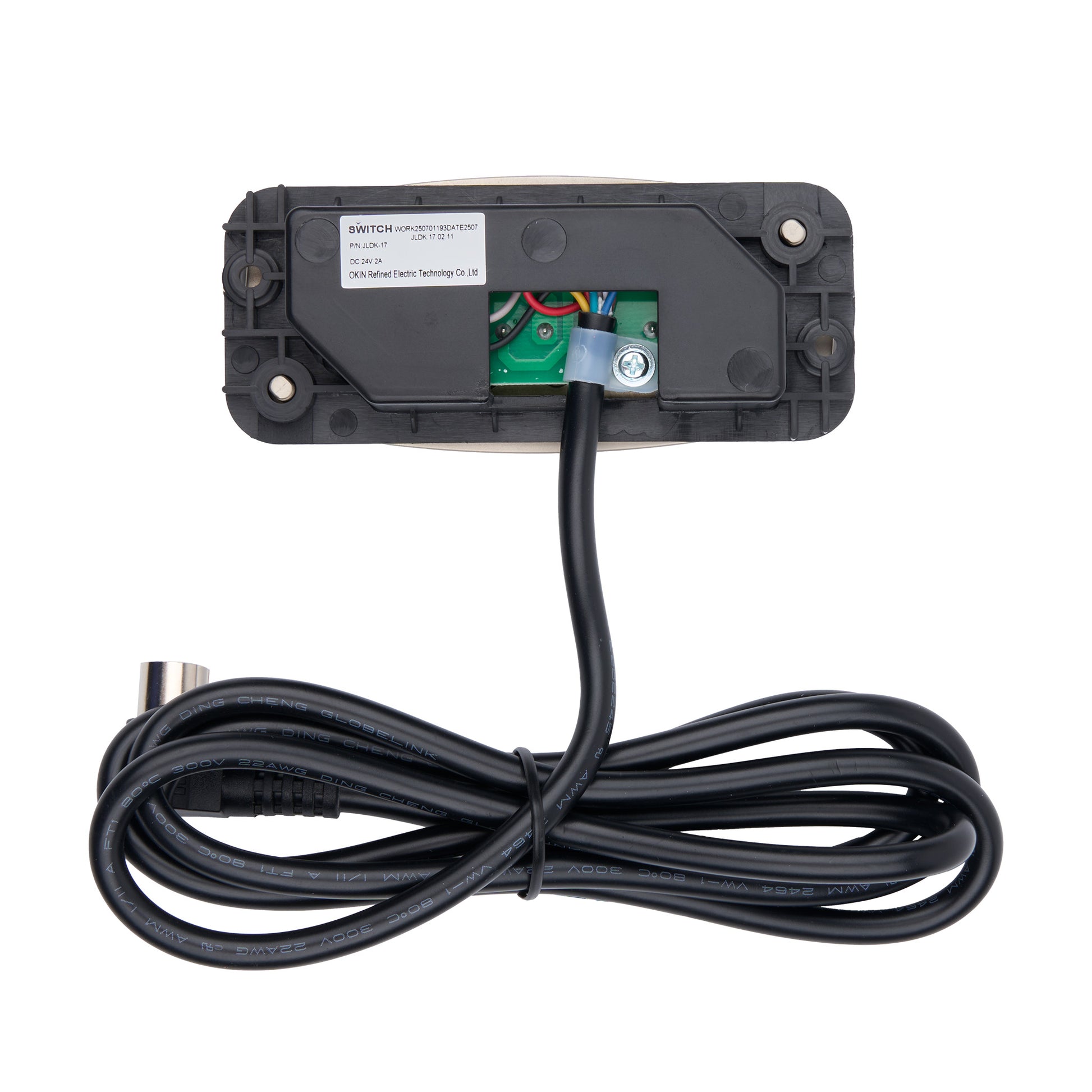 Electronic device with wiring on a white background
