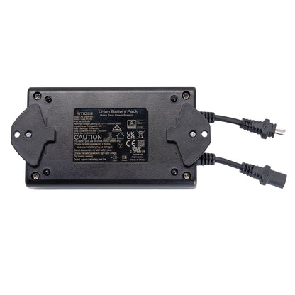 Black battery pack with connectors on a white background