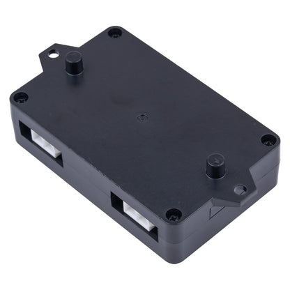 Black mechanical component on a white background