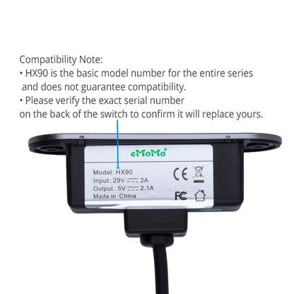Compatibility note of eMoMo HX90BEU-PR02 Switch for Lift Chair and Power Recliner with 4 Buttons and USB Port