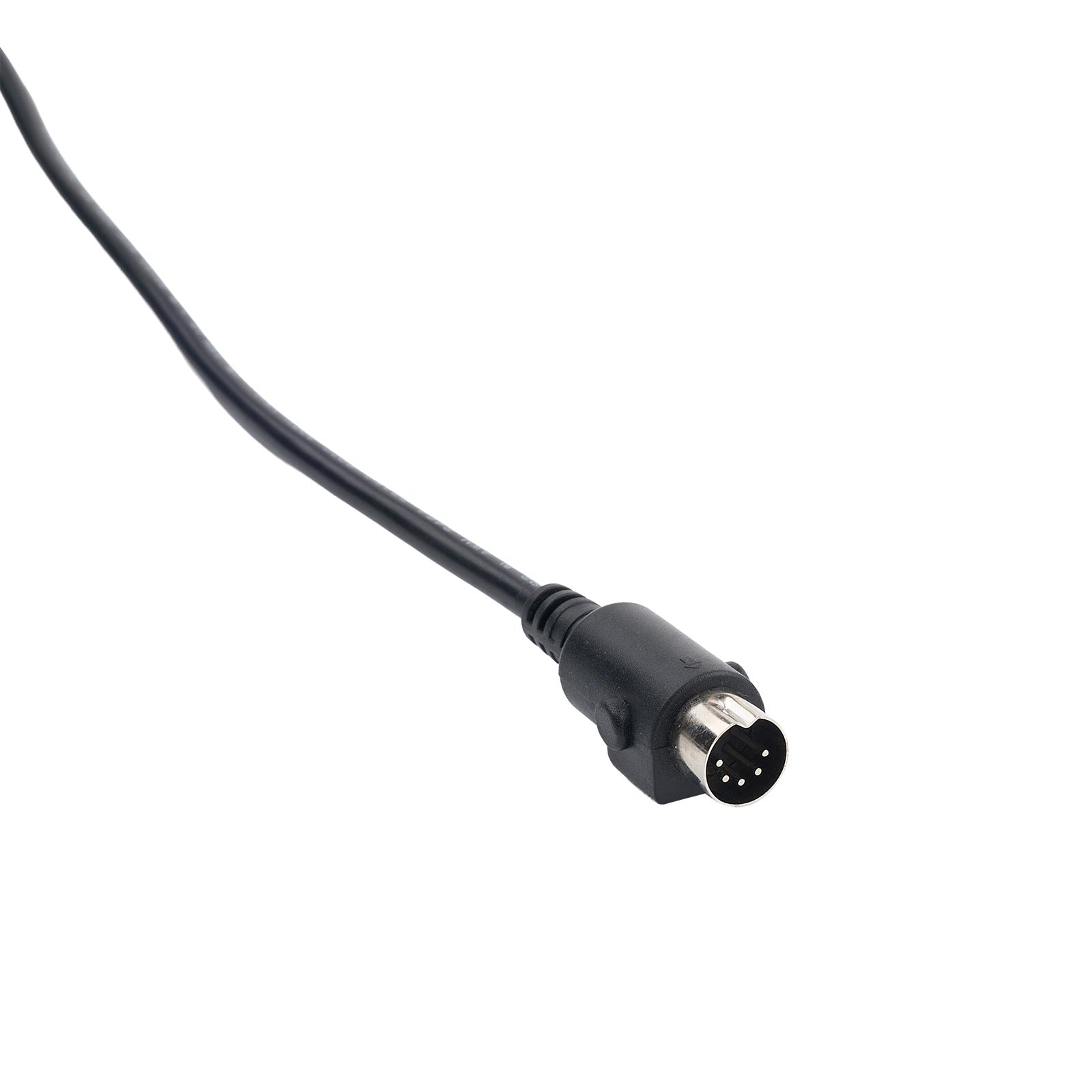 A black electrical cable with a multi-pin circular connector, shown on a plain white background.