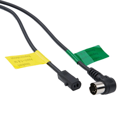 Cable with connectors and labels on a white background
