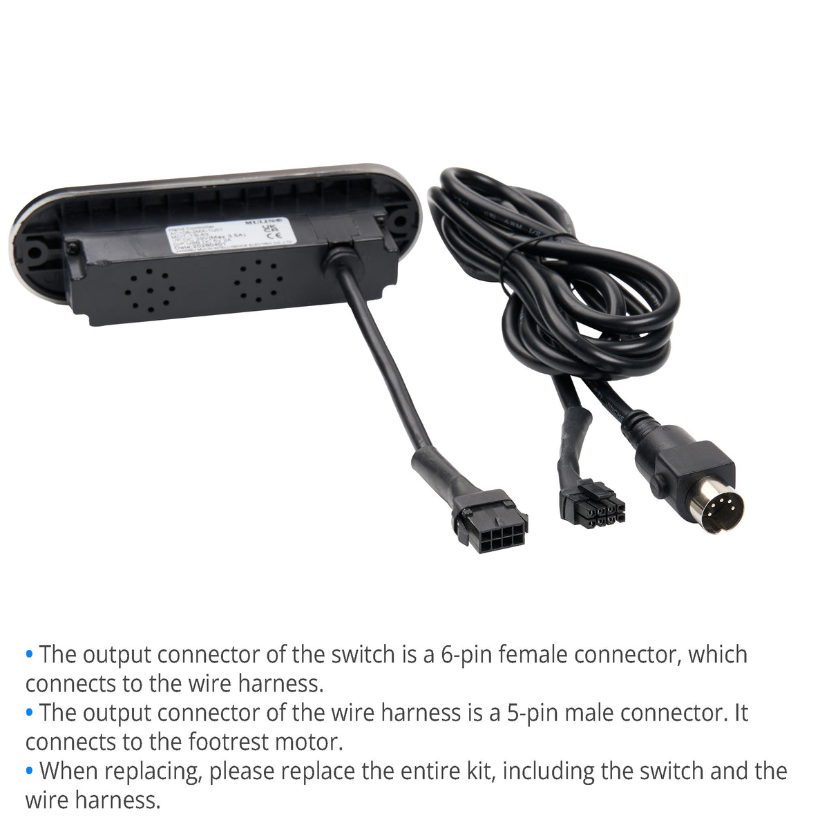 Connector configuration of the Mulin AC108-2MA-1U01 5-Button Switch MOT-TS-63