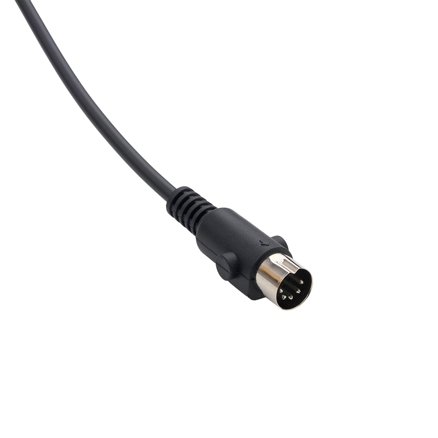 A black electrical cable with a multi-pin circular connector, shown on a plain white background.