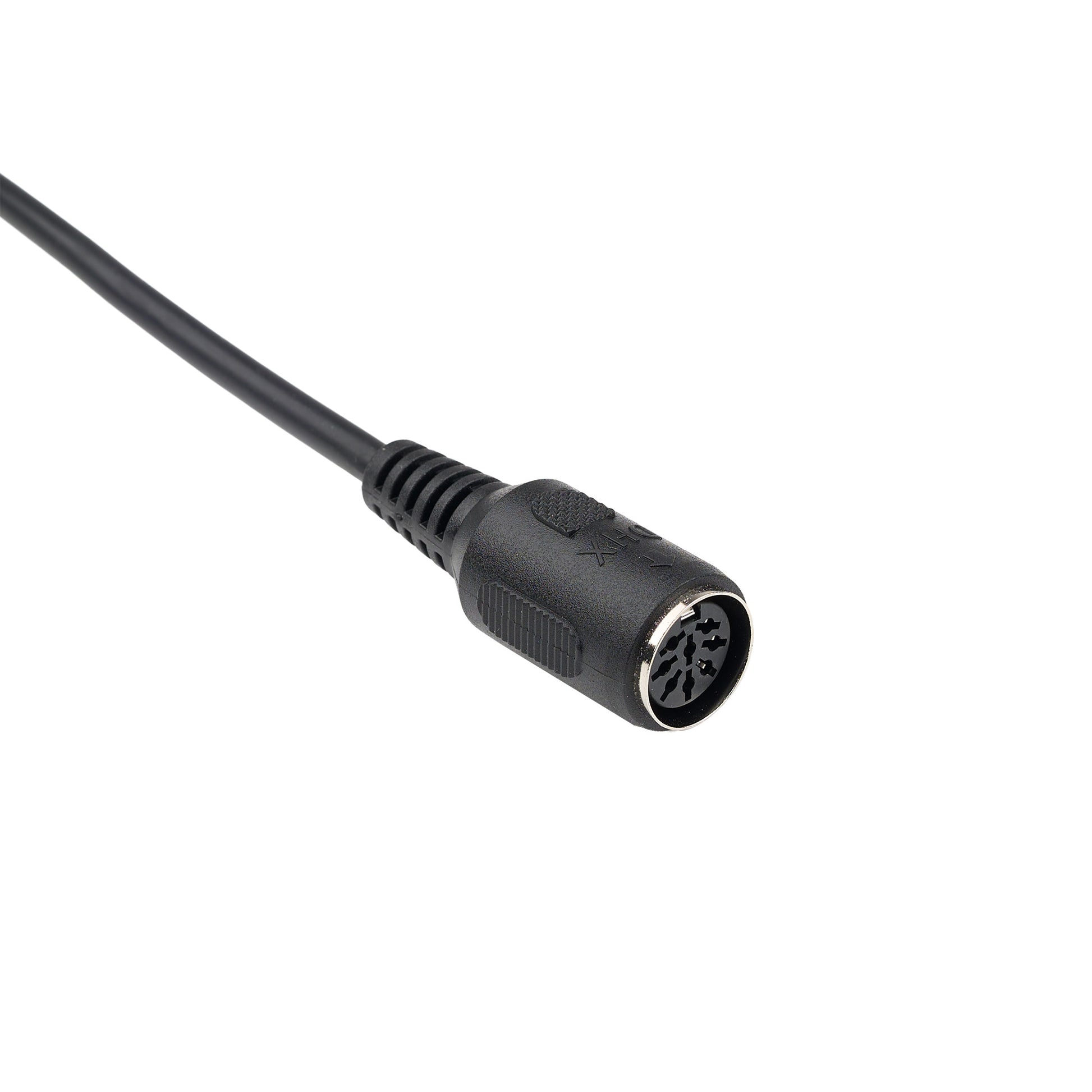 Black connector cable on a white background