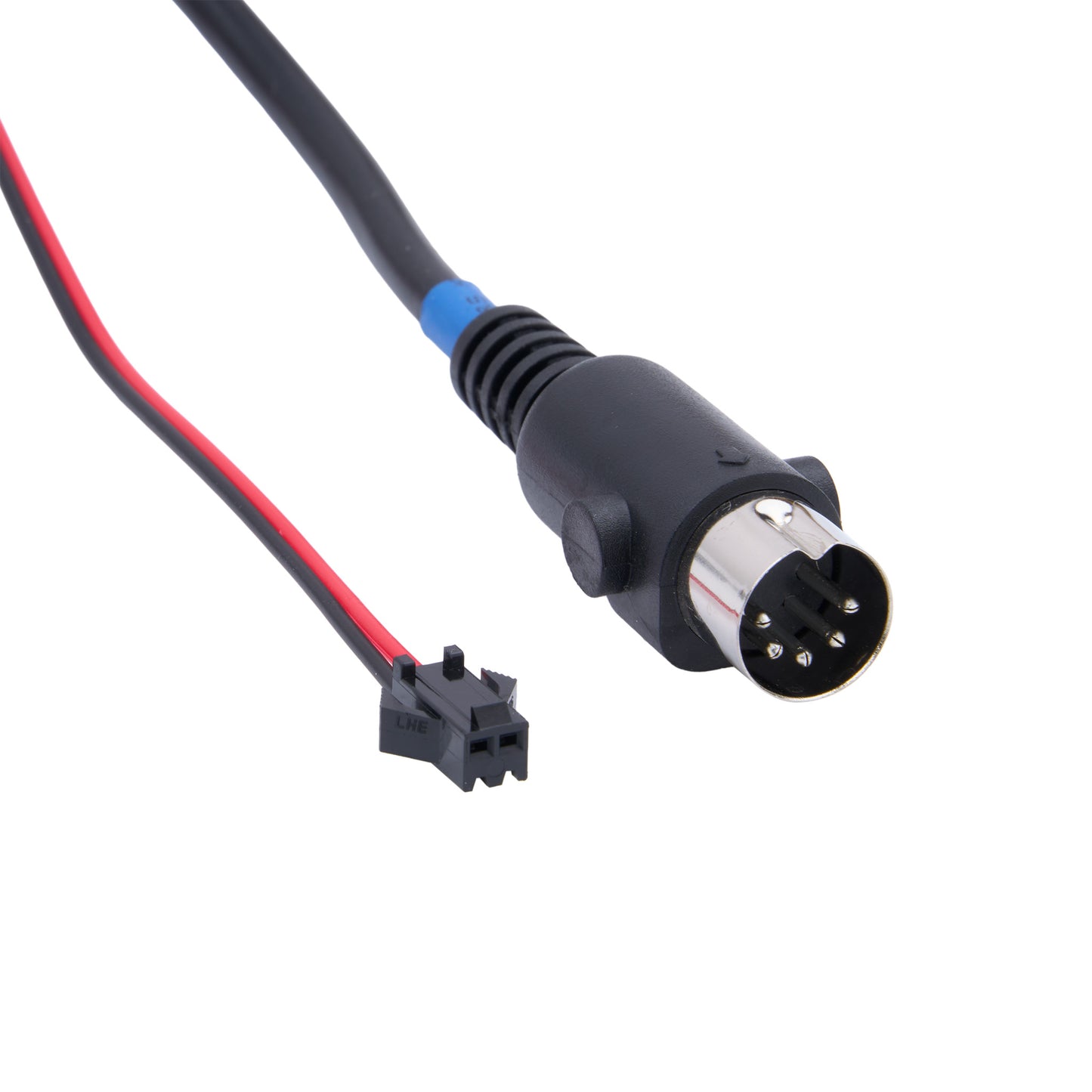 A black cable with a multi-pin circular connector on one end and a small black terminal block on the other, shown on a plain white background.