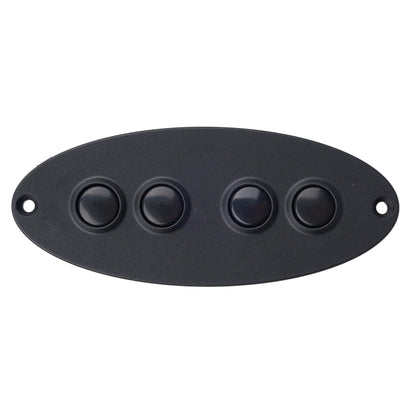 A black oval control panel with four raised circular buttons, shown on a plain white background.
