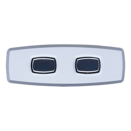 Car dashboard with two control buttons on a white background