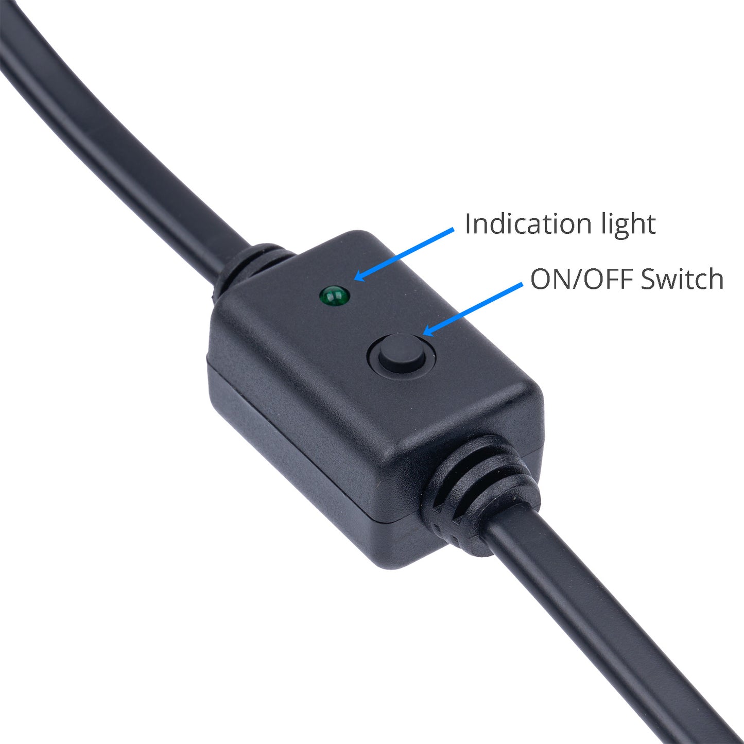Control module with indication light and ON/OFF switch on a white background