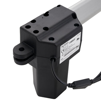 Black electrical cable with plug and socket on a white background