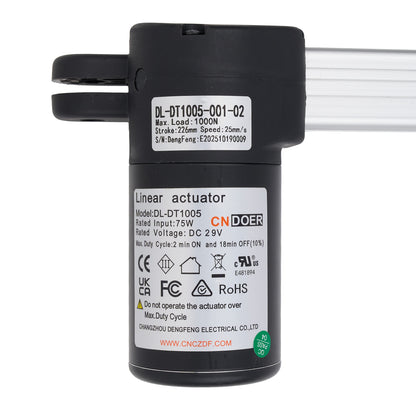 Linear actuator with CNDoer branding on a white background