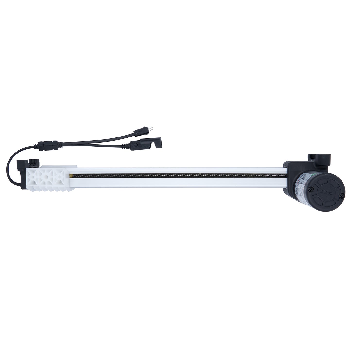 Long rectangular device with a cable on a white background