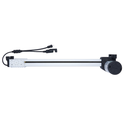 Long rectangular device with a cable on a white background