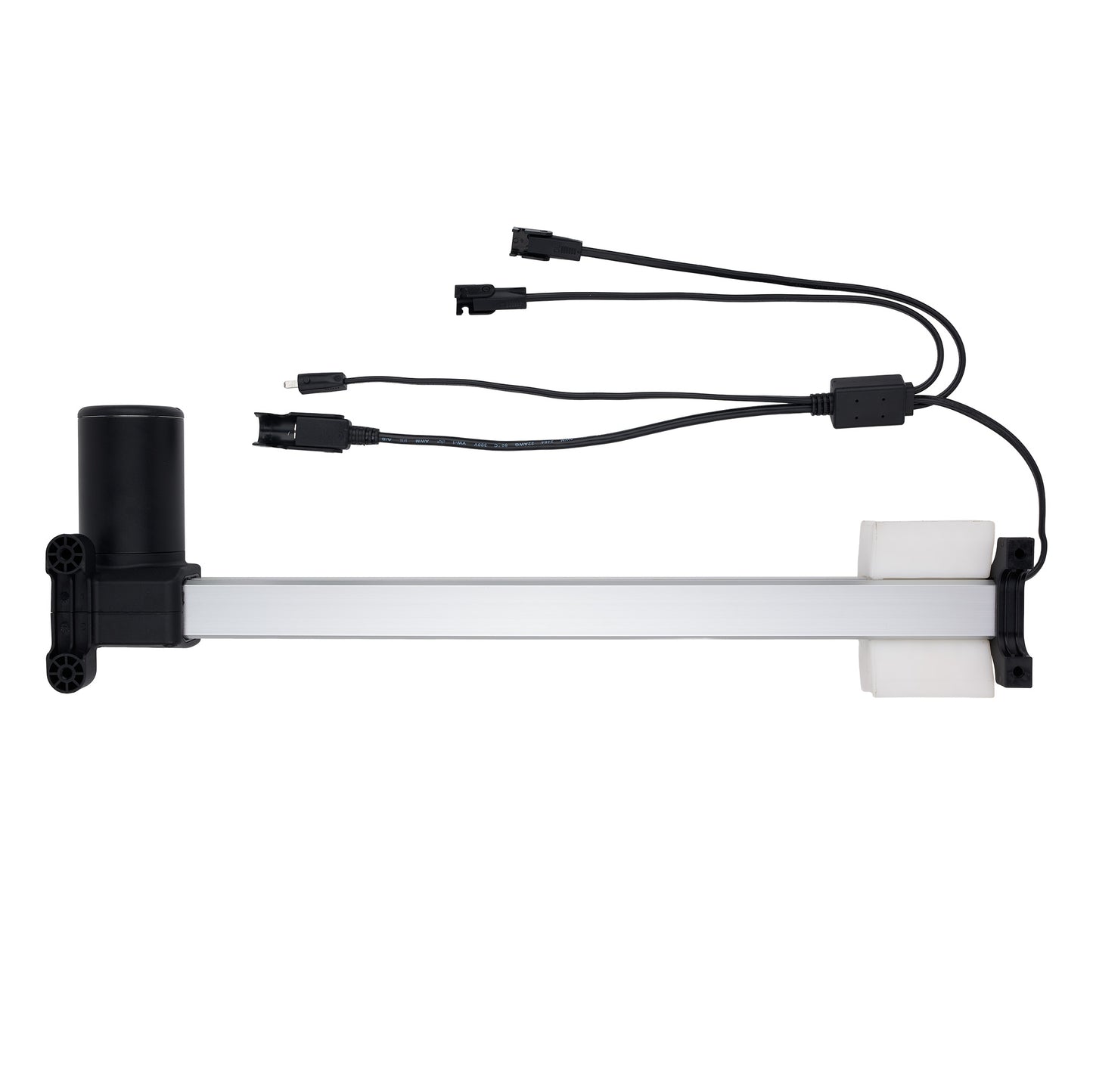 Mechanical device with black and white components on a white background
