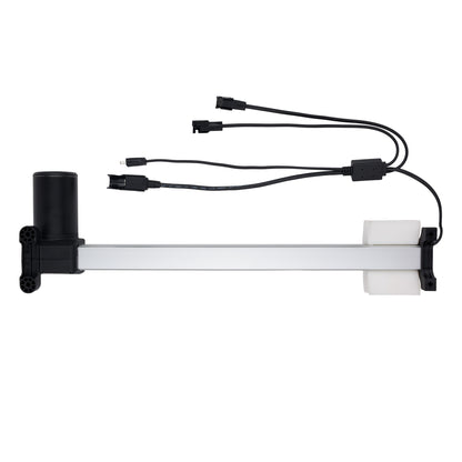 Mechanical device with black and white components on a white background