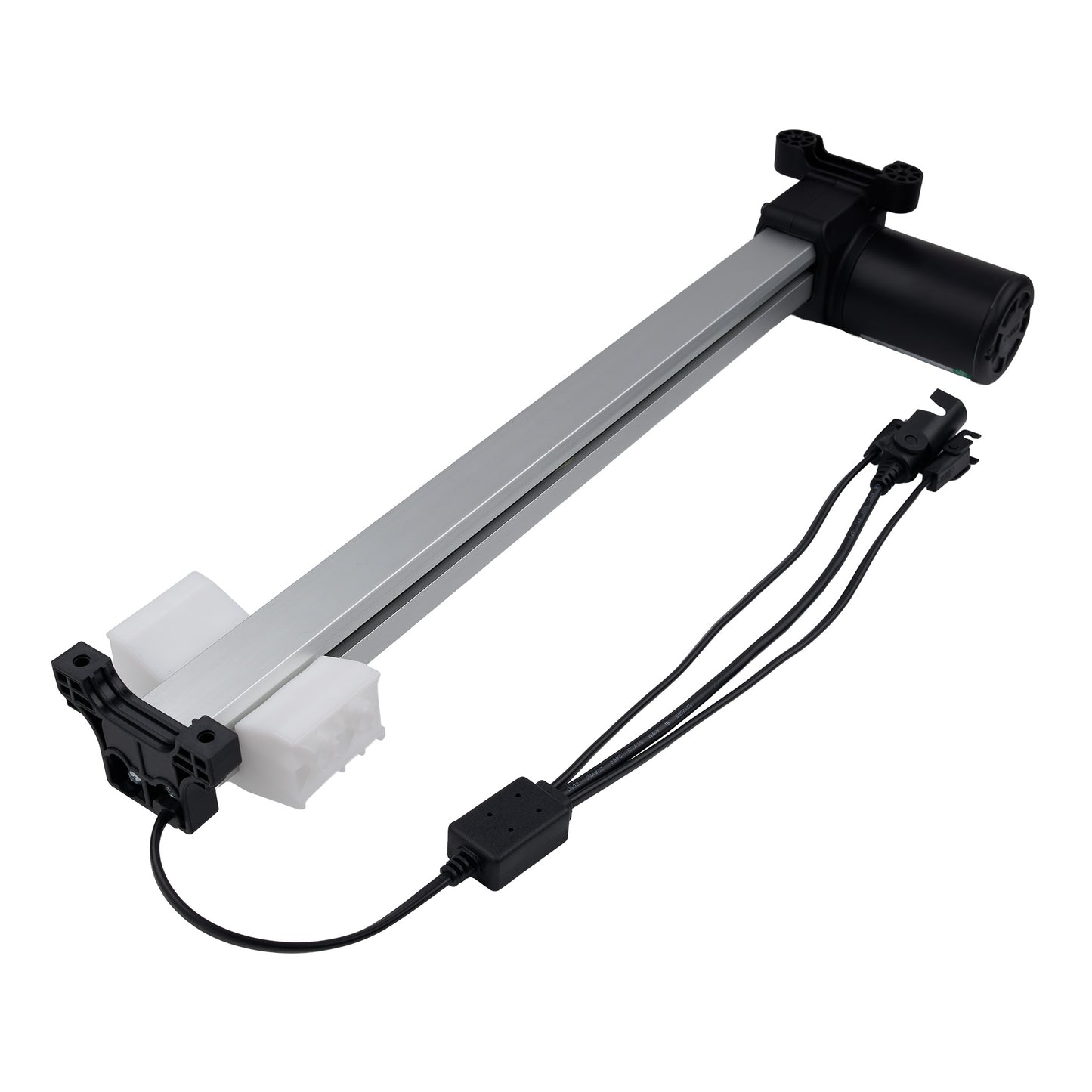 Mechanical arm with joints and cables on a white background