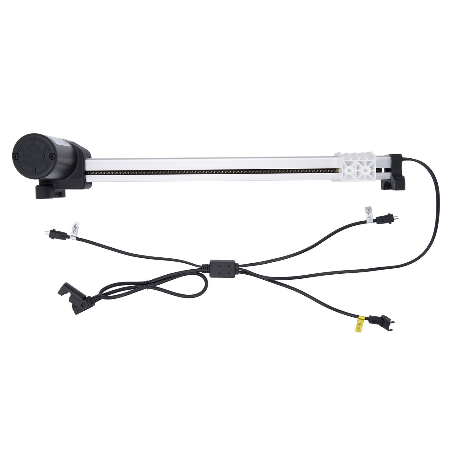 Mechanical arm with joints and cables on a white background