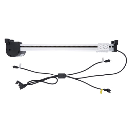 Mechanical arm with attached cables on a white background