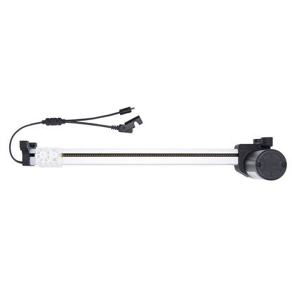 Light stand with adjustable arm on a white background