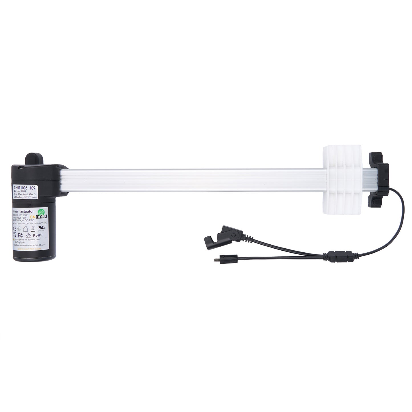 Electronic component with connectors on a white background