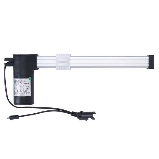 LED light bar with black housing and power cord on a white background