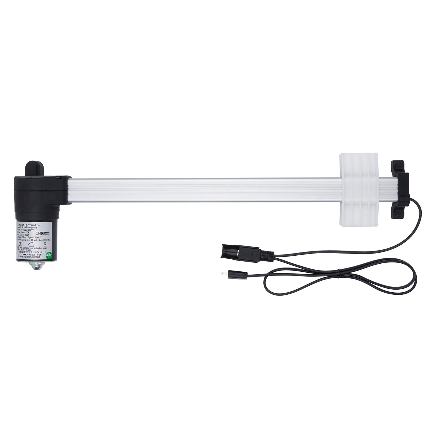 Mechanical arm with sensors and cables on a white background