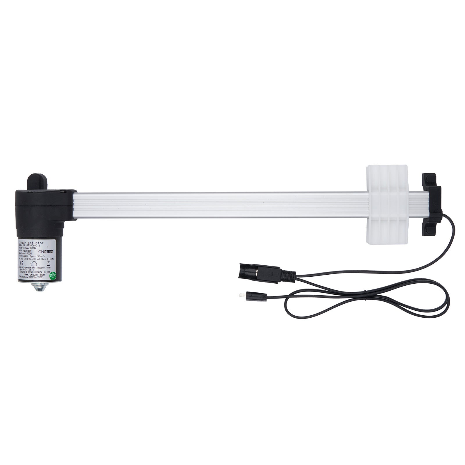 Mechanical arm with sensors and cables on a white background