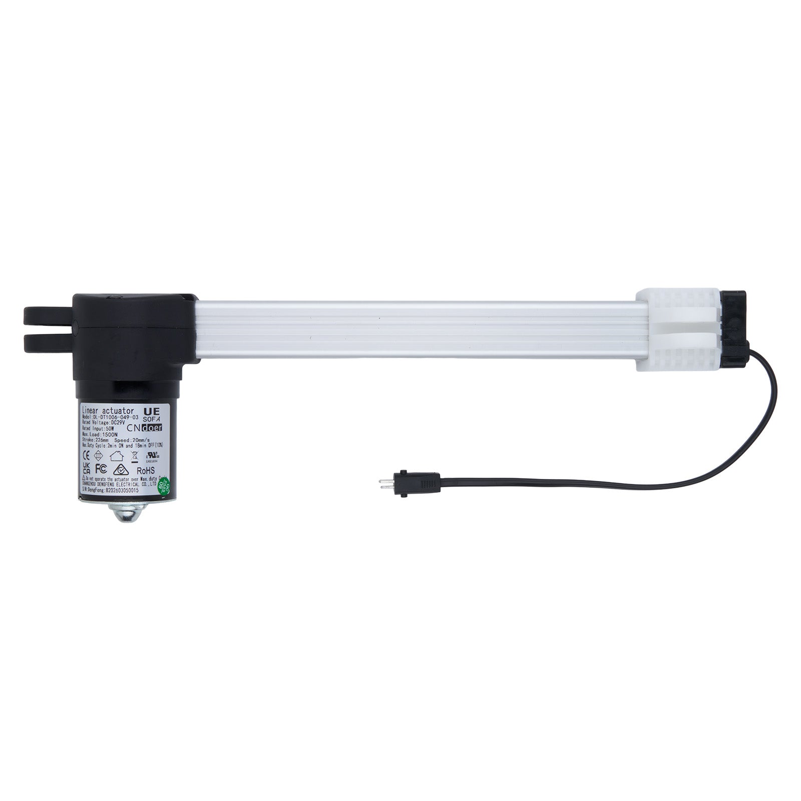 Aquarium light strip with black housing and visible wiring on a white background