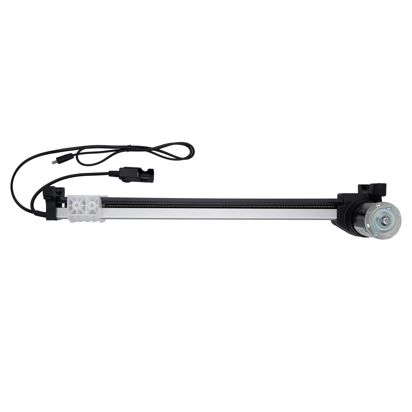 Mechanical arm with wheels and connectors on a white background