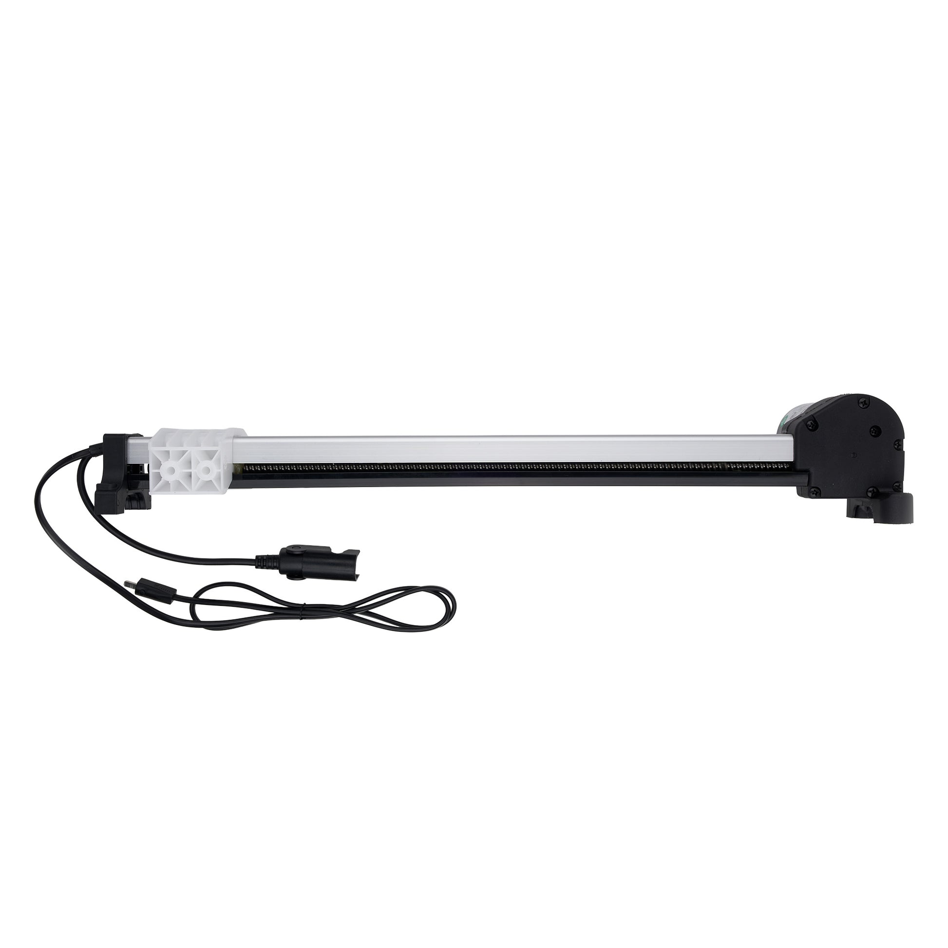 Light bar with black housing and visible wiring on a white background