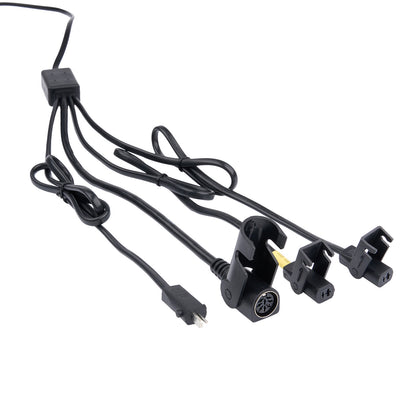 Set of black car power cables with connectors on a white background