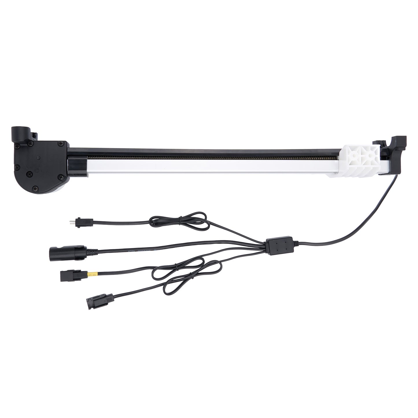 Mechanical arm with multiple connectors on a white background