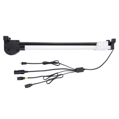 Mechanical arm with multiple connectors on a white background