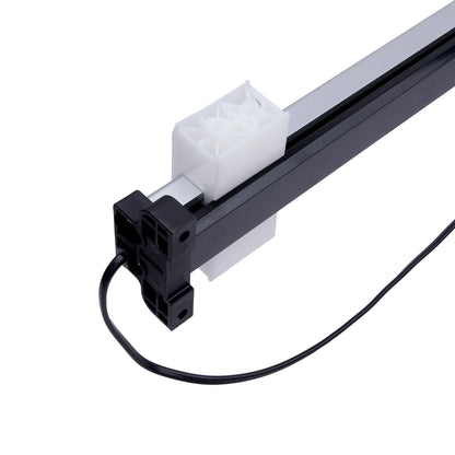 Light fixture with black cable on a white background