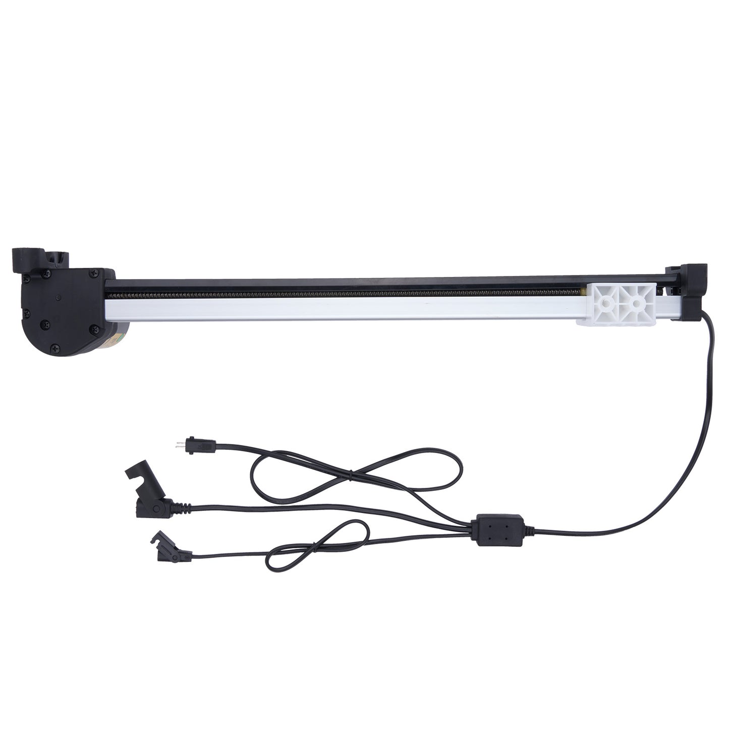 Mechanical arm with a motor and cables on a white background