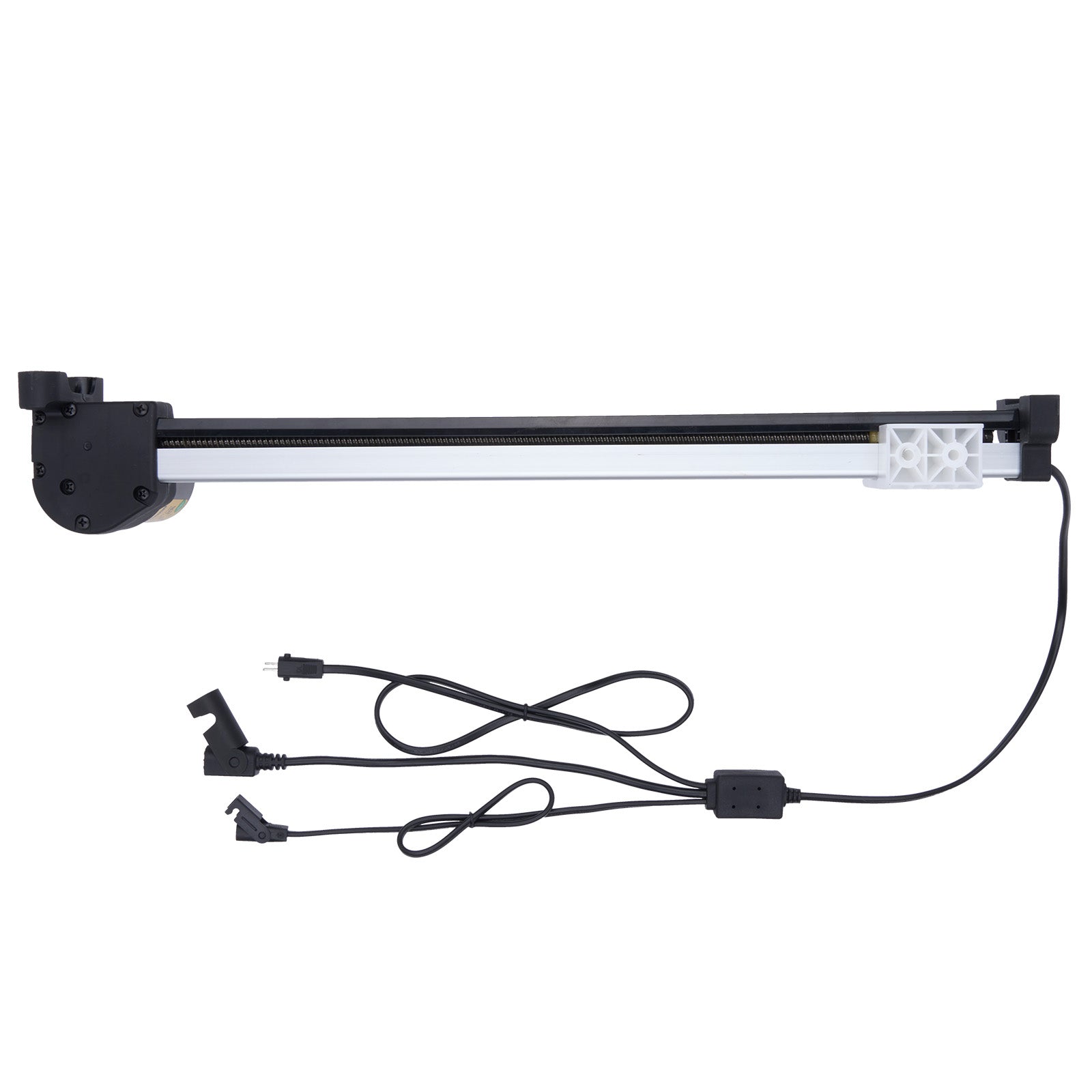 Mechanical arm with a motor and cables on a white background