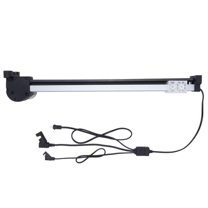 Mechanical arm with a motor and cables on a white background